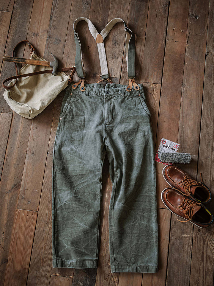 Schwere 15-Unzen-Canvas-Hose mit Hosenträgern