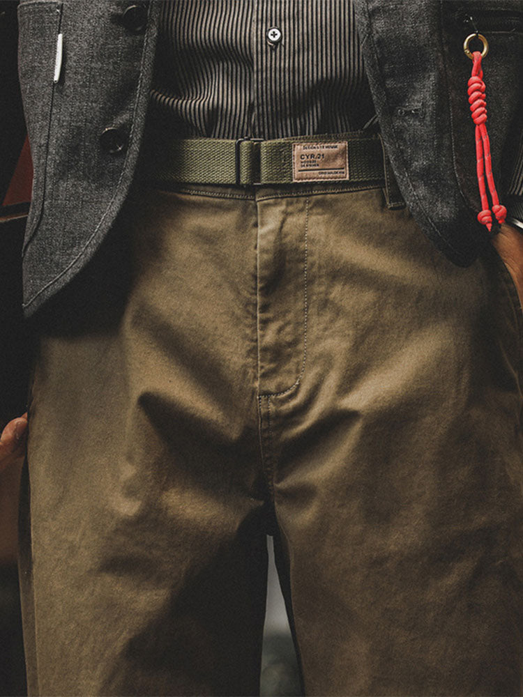 Pantalones chinos de corte cónico lavados de inspiración vintage para hombre