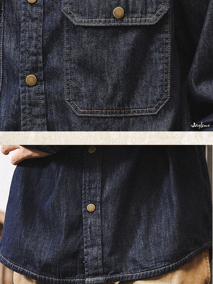 Herren Denim Langarm‑Hemdjacke aus 100% Baumwolle