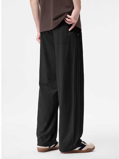 Herren‑Wide‑Leg‑Freizeithose mit Seitenstreifen‑Design