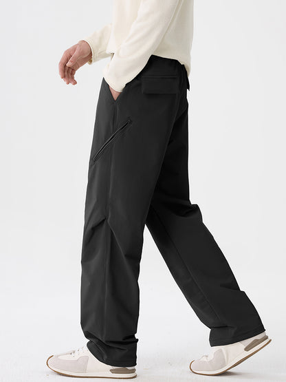 Herren‑Wide‑Leg‑Outdoor‑Freizeithose mit Reißverschlusstaschen