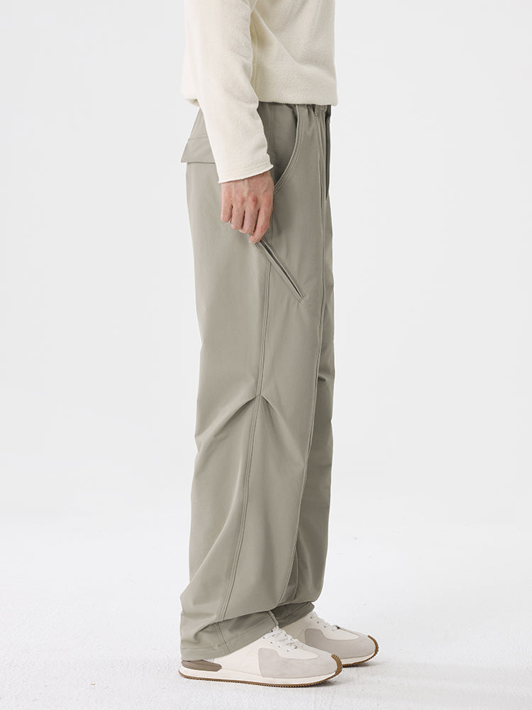 Herren‑Wide‑Leg‑Outdoor‑Freizeithose mit Reißverschlusstaschen