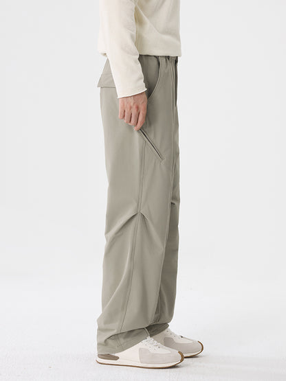 Herren‑Wide‑Leg‑Outdoor‑Freizeithose mit Reißverschlusstaschen
