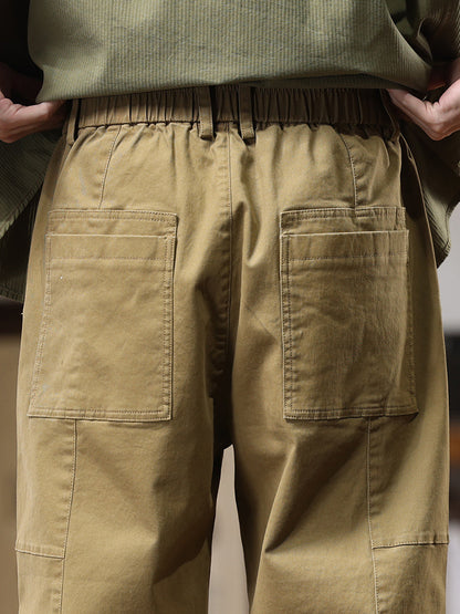 Lässige Cargohose für Herren mit seitlicher Knopfleiste und geradem Bein