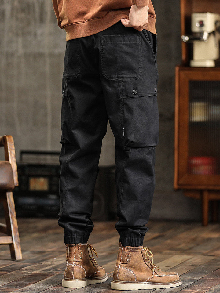 Pantalones cargo de hombre con cintura elástica y detalles de botones