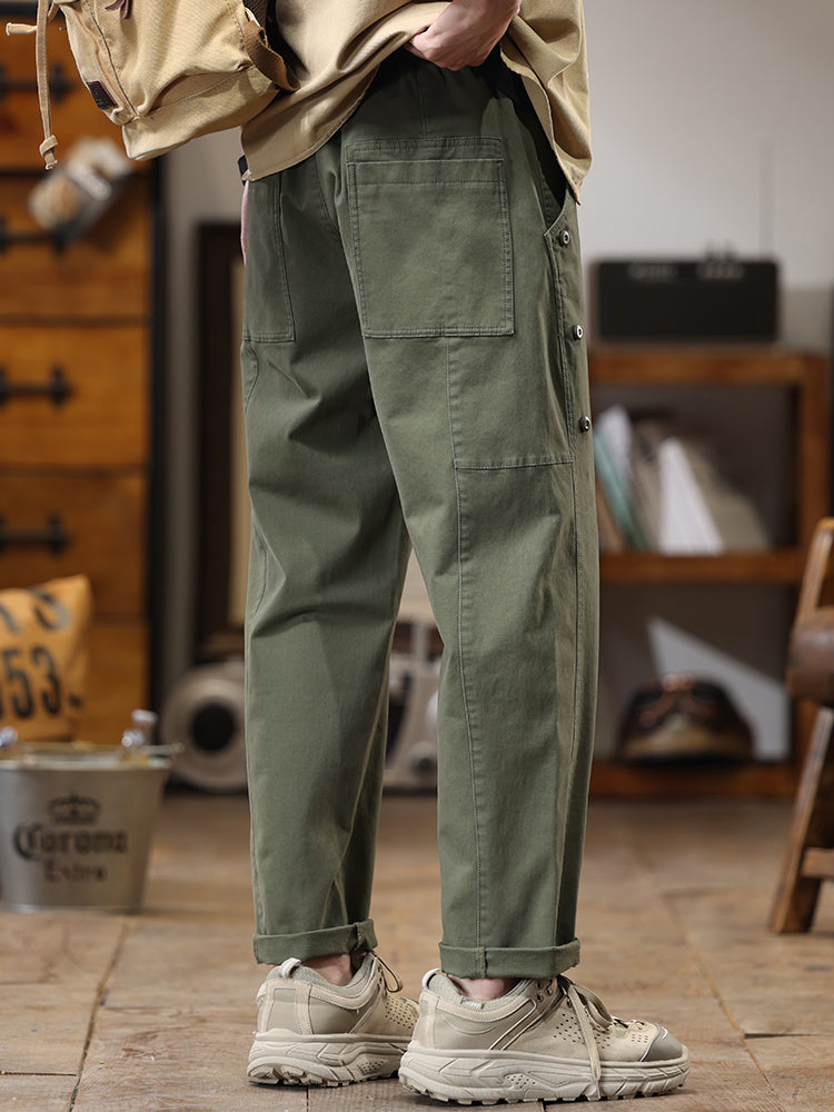 Lässige Cargohose für Herren mit seitlicher Knopfleiste und geradem Bein