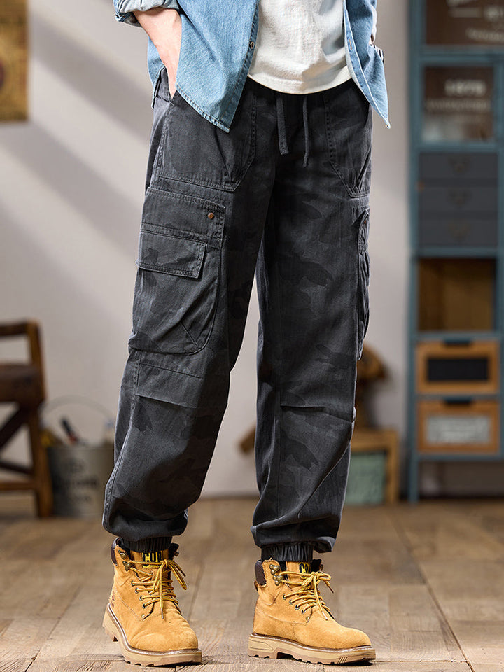 Pantalon cargo de jogging camouflage multipoches pour homme