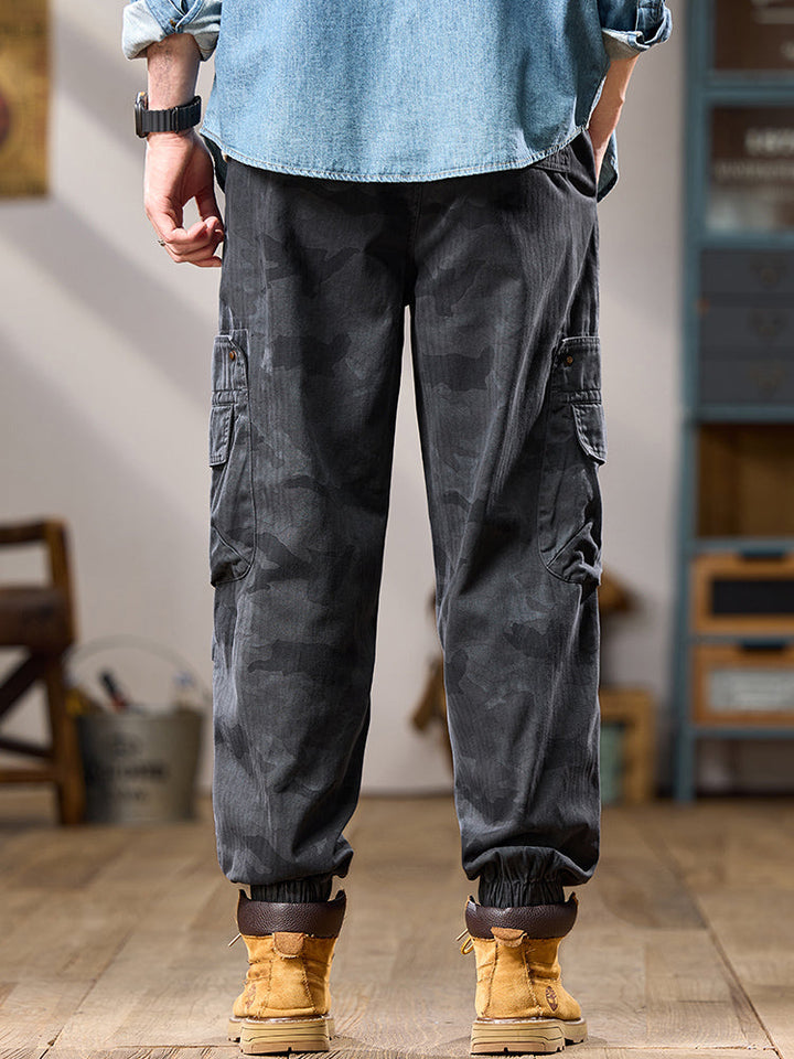 Pantalon cargo de jogging camouflage multipoches pour homme