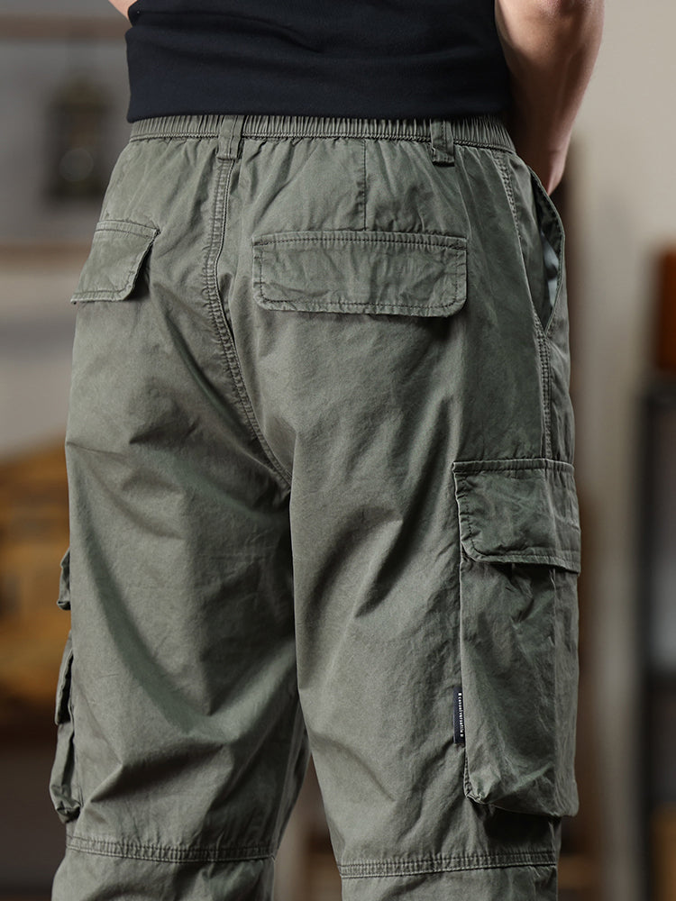 Pantaloni cargo casual da uomo con multitasche e vita elasticizzata