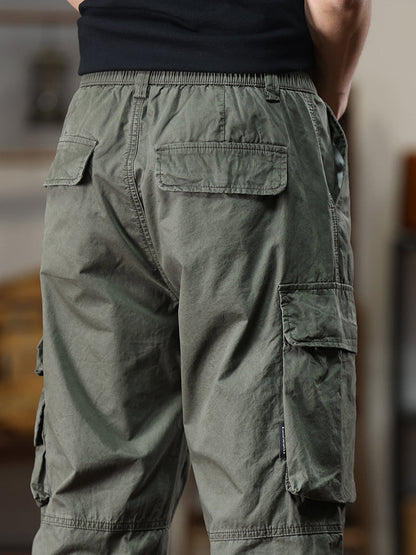 Pantaloni cargo casual da uomo con multitasche e vita elasticizzata