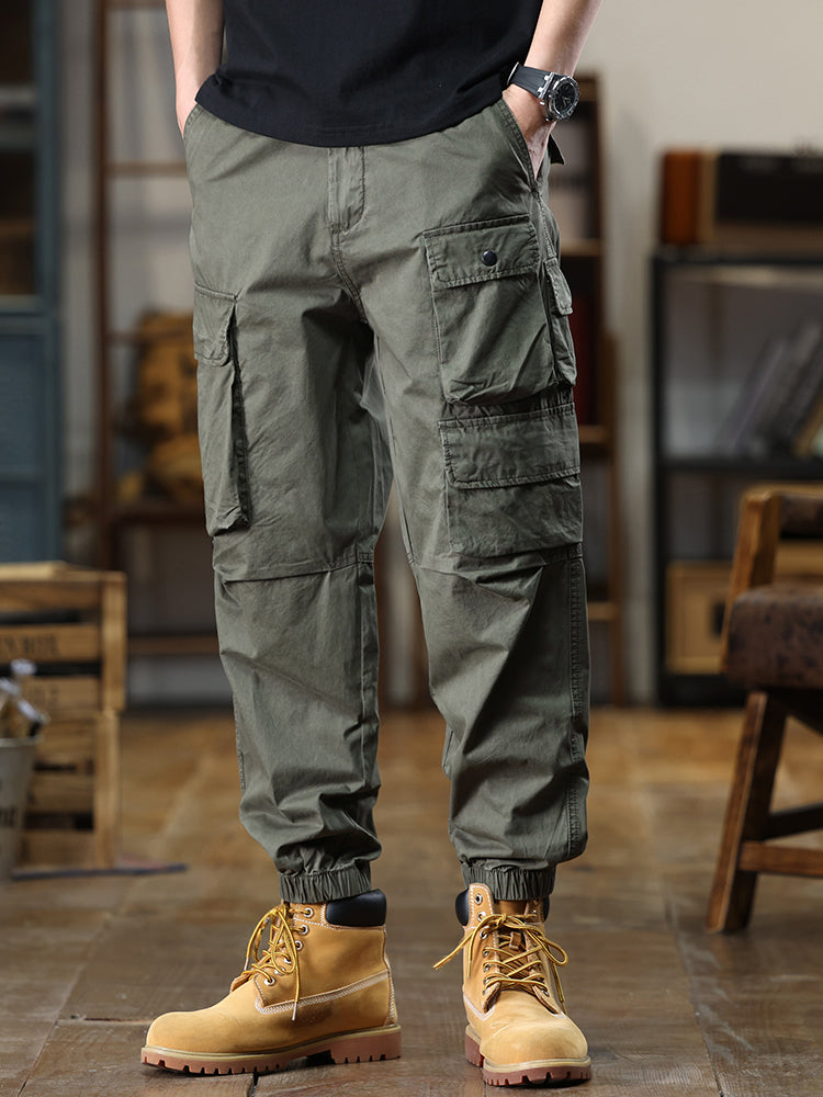 Pantaloni cargo casual da uomo con multitasche e vita elasticizzata