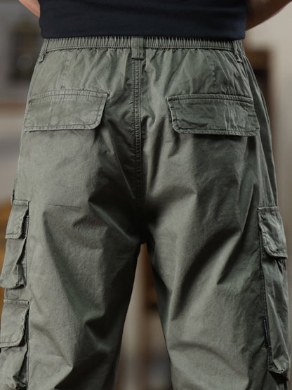Pantaloni cargo casual da uomo con multitasche e vita elasticizzata