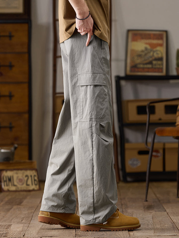 Men’s Multi‑Zipper Pocket Wide‑Leg Cargo Pants