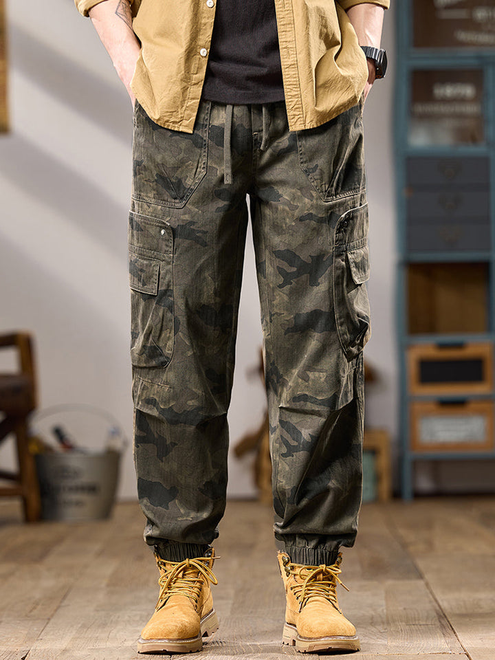 Pantalon cargo de jogging camouflage multipoches pour homme
