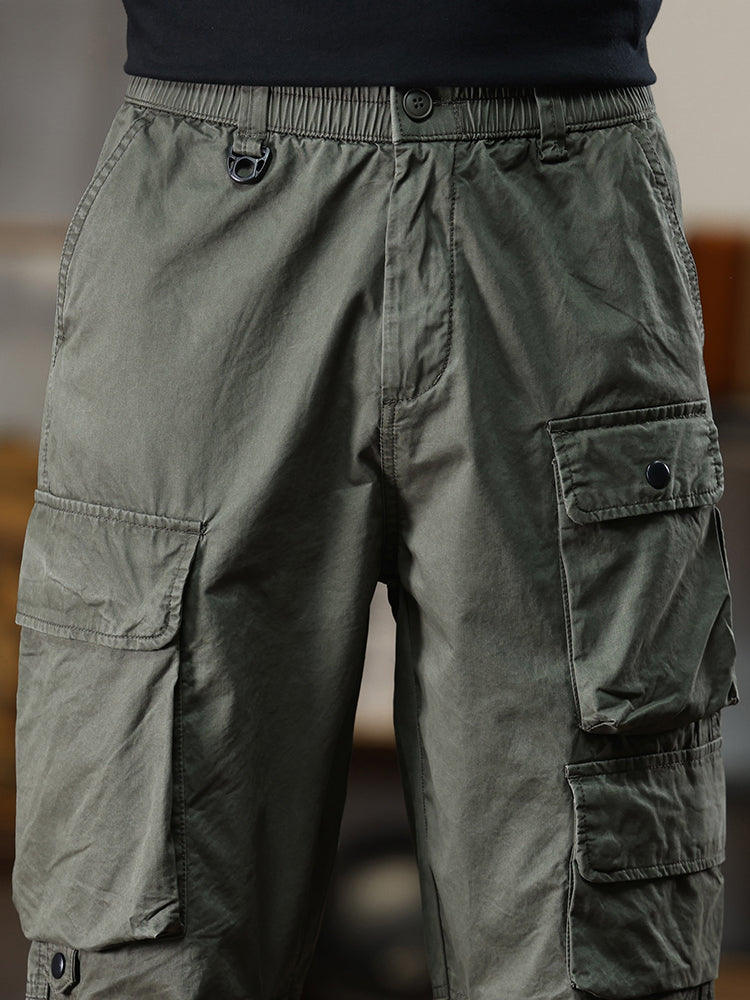 Pantaloni cargo casual da uomo con multitasche e vita elasticizzata