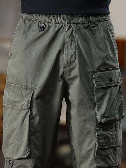 Pantaloni cargo casual da uomo con multitasche e vita elasticizzata