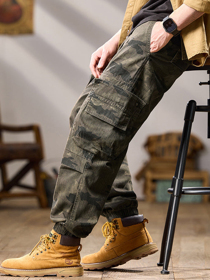 Pantalon cargo de jogging camouflage multipoches pour homme