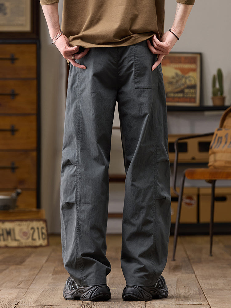 Pantalones casuales de hombre de pierna ancha y corte relajado, de algodón y nailon
