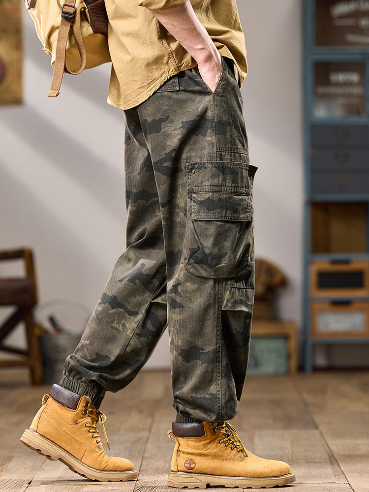 Pantalon cargo de jogging camouflage multipoches pour homme