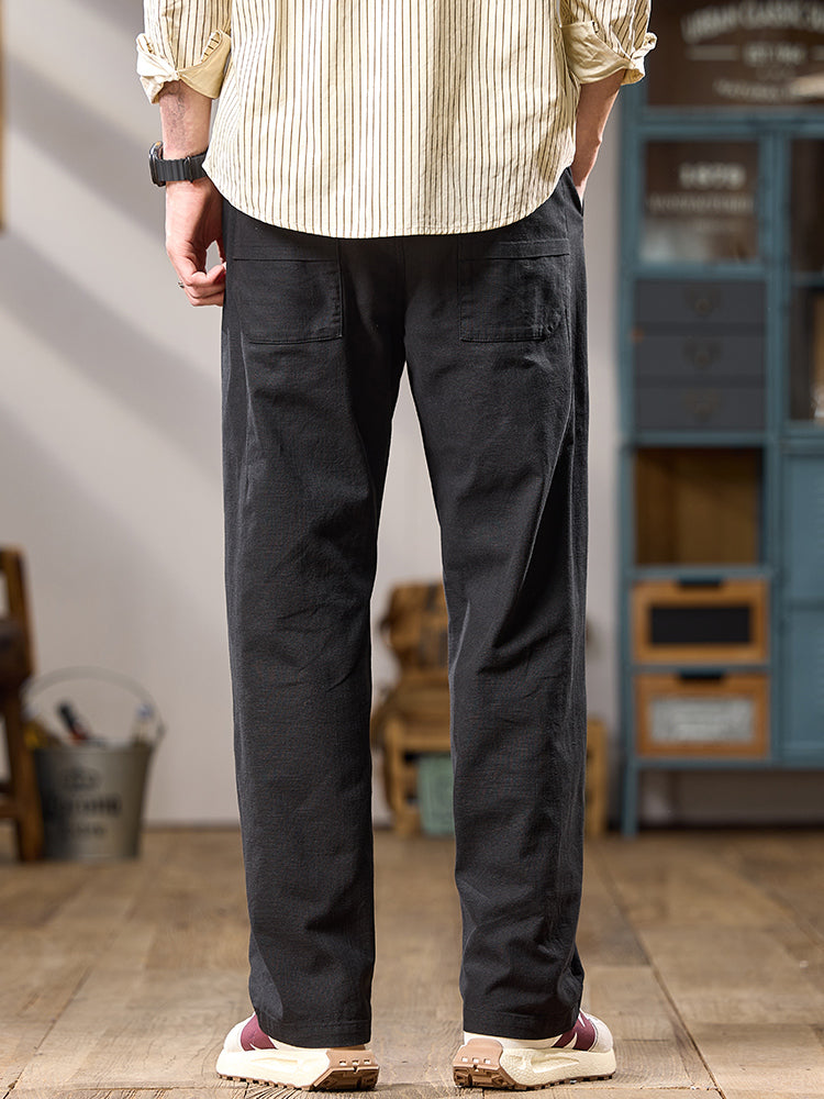 Pantalones cargo casuales de algodón de pierna ancha para hombre