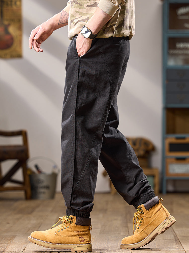 Lässige Herren-Jogginghose aus reiner Baumwolle mit mehreren Taschen und elastischen Bündchen