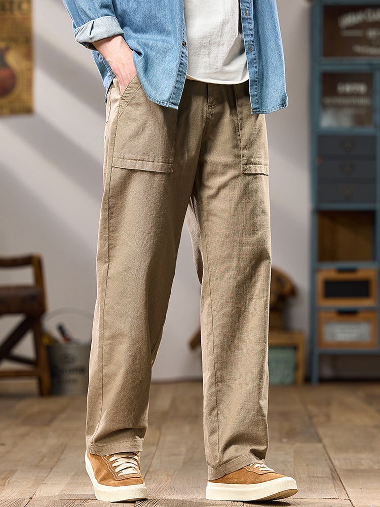 Pantalones cargo casuales de algodón de pierna ancha para hombre