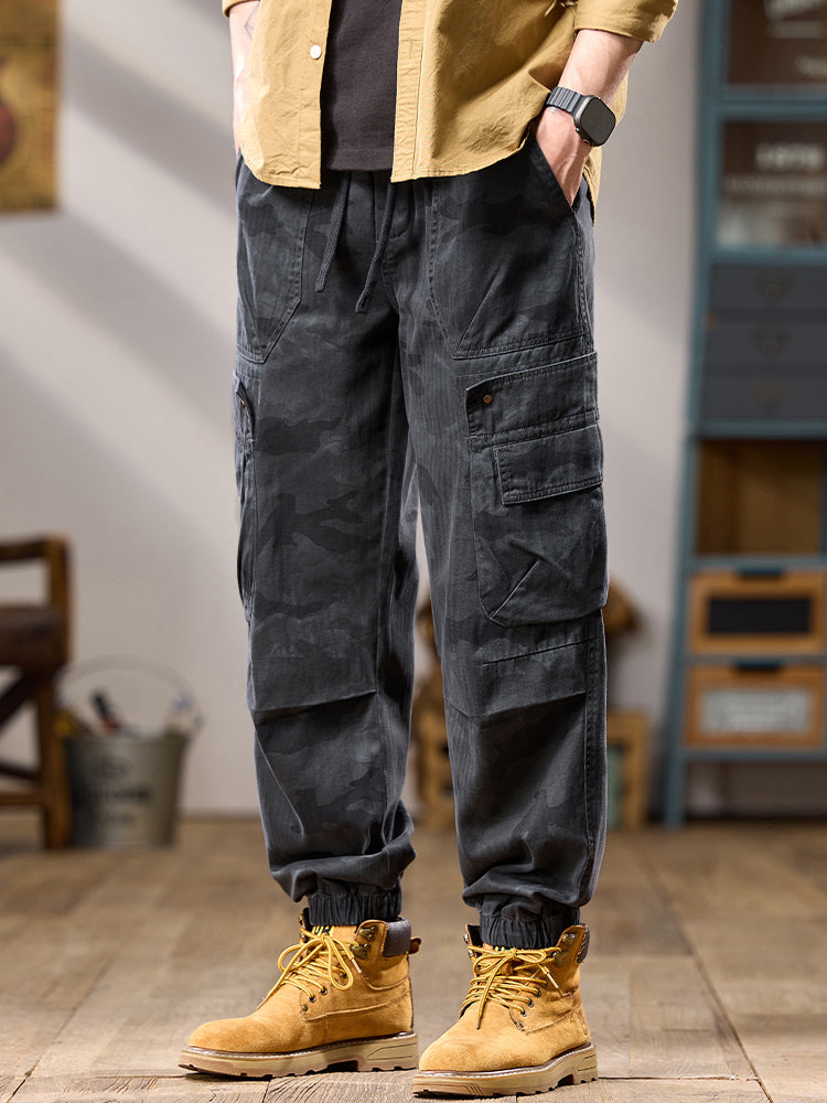 Pantalon cargo de jogging camouflage multipoches pour homme