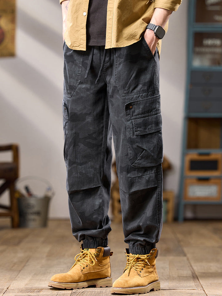 Pantalon cargo de jogging camouflage multipoches pour homme