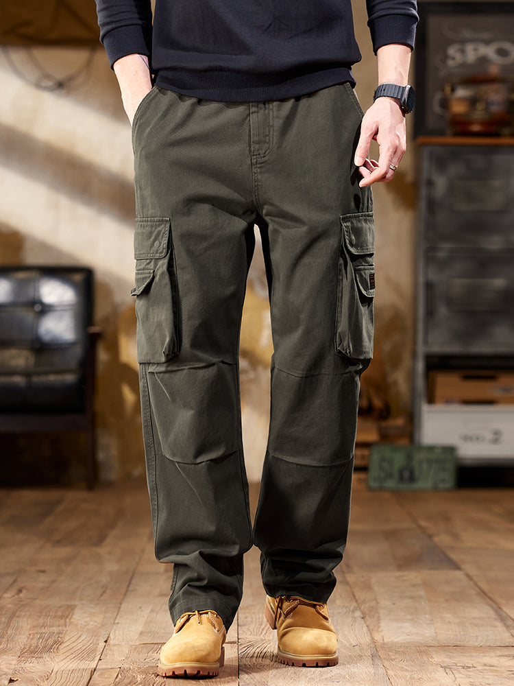 Vintage-inspirierte Cargohose mit mehreren Taschen und geradem Bein für Herren