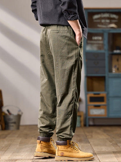 Lässige Herren-Jogginghose aus reiner Baumwolle mit mehreren Taschen und elastischen Bündchen