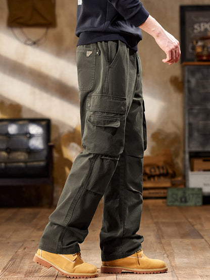 Vintage-inspirierte Cargohose mit mehreren Taschen und geradem Bein für Herren