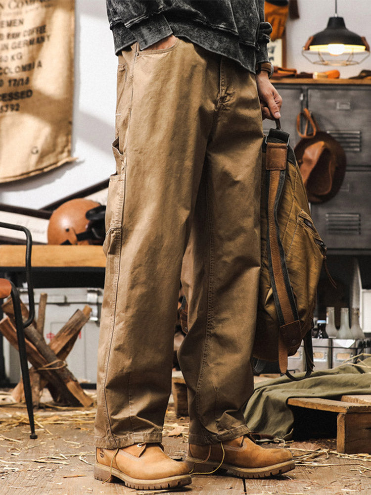Men’s Wide-Leg Trousers in 100% Cotton – Retro Cargo Style