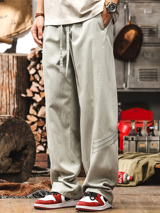 Men's Lyocell Cotton Blend Drawstring Wide Leg Casual Pants