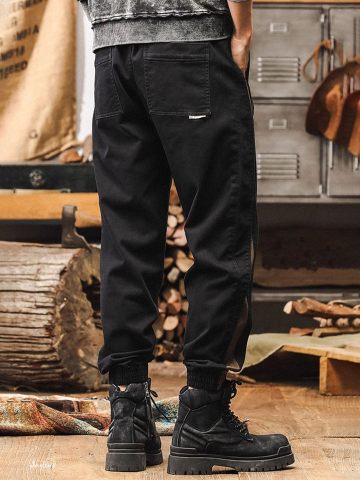 Pantalones de chándal para hombre con bandas laterales y acabado vintage