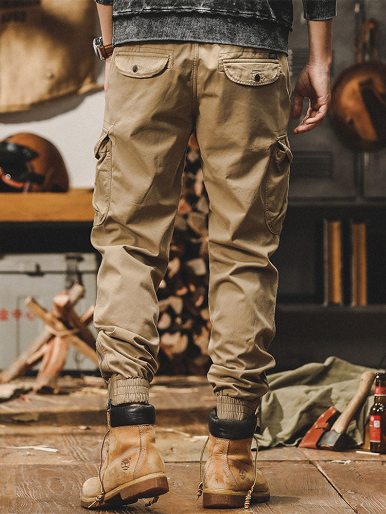 Herren Cargohose mit Kordelzug und Bündchen‑Beinen