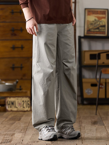 Lässige Herren-Baumwollhose mit weitem Bein und Kordelzug