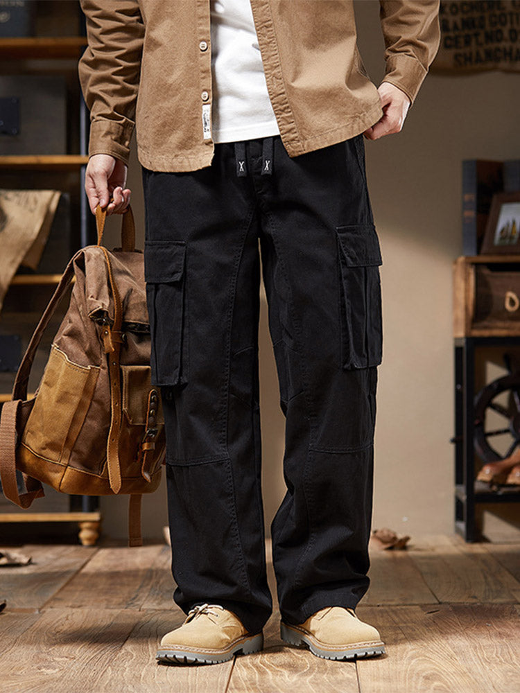 Herren Cargohose aus 100% Baumwolle, Weites Bein, Mehrere Taschen