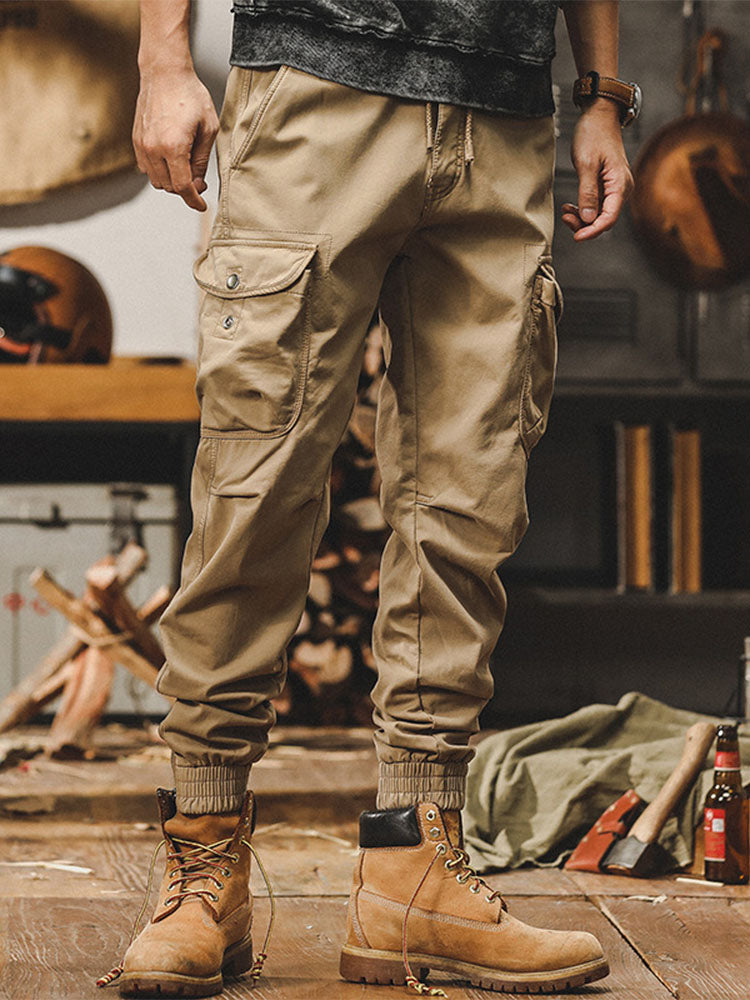 Herren Cargohose mit Kordelzug und Bündchen‑Beinen