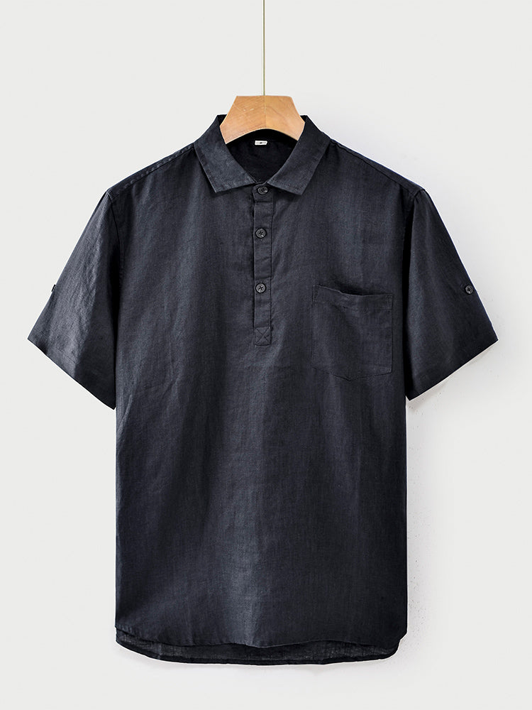 Polo de manga corta para hombre confeccionado en 100% lino