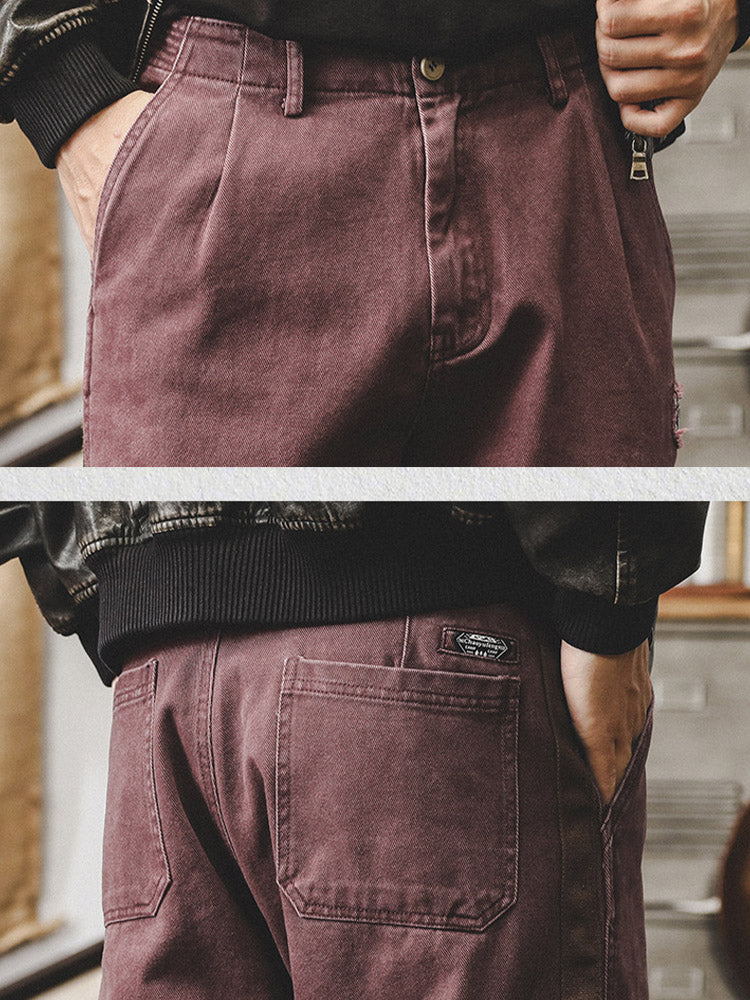 Pantalones casuales de estilo vintage para hombre, 100% algodón, con bandas laterales en contraste