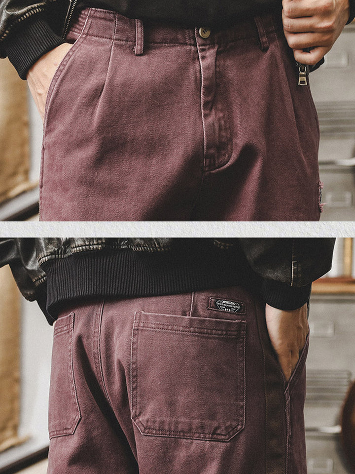 Pantalones casuales de estilo vintage para hombre, 100% algodón, con bandas laterales en contraste