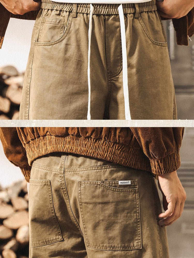 Pantalones para hombre 100 % algodón, de corte amplio y con acabado vintage