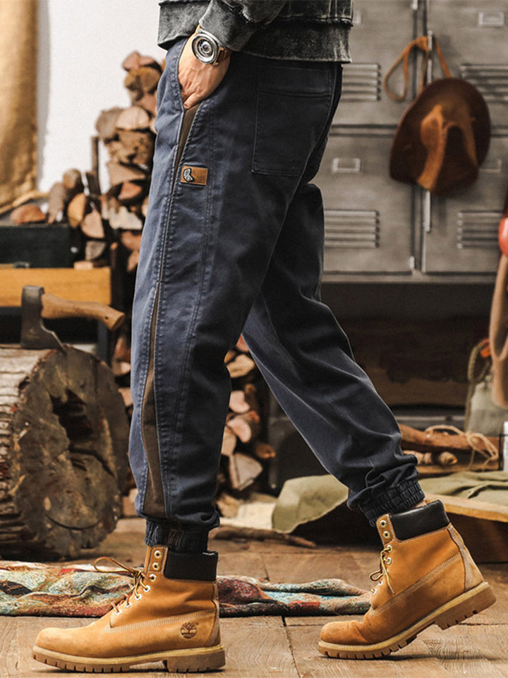 Pantalones de chándal para hombre con bandas laterales y acabado vintage