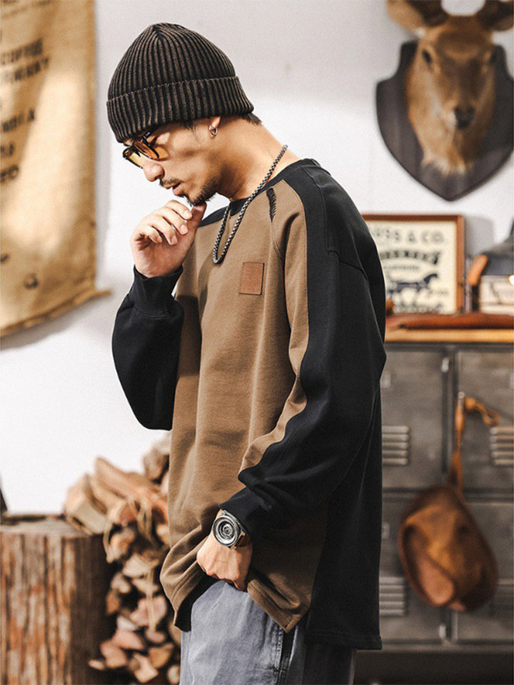 Herren-Sweatshirt mit Rundhalsausschnitt aus 100 % Baumwolle im Color-Blocking-Design