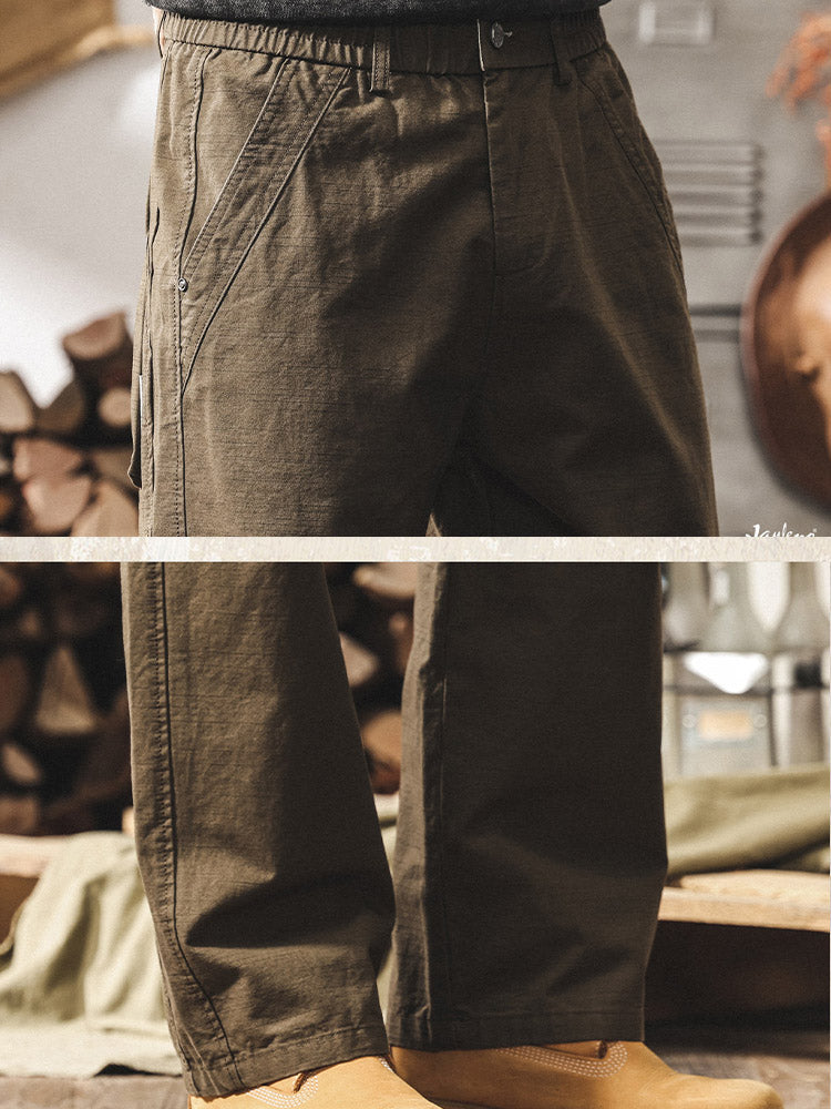 Pantaloni da uomo in stile retrò, in 100% cotone, con gamba ampia