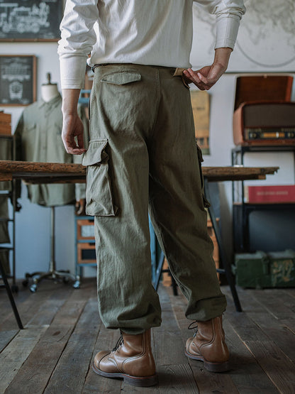 Pantalones de sarga con diseño de espiga M-47 del ejército francés, réplica