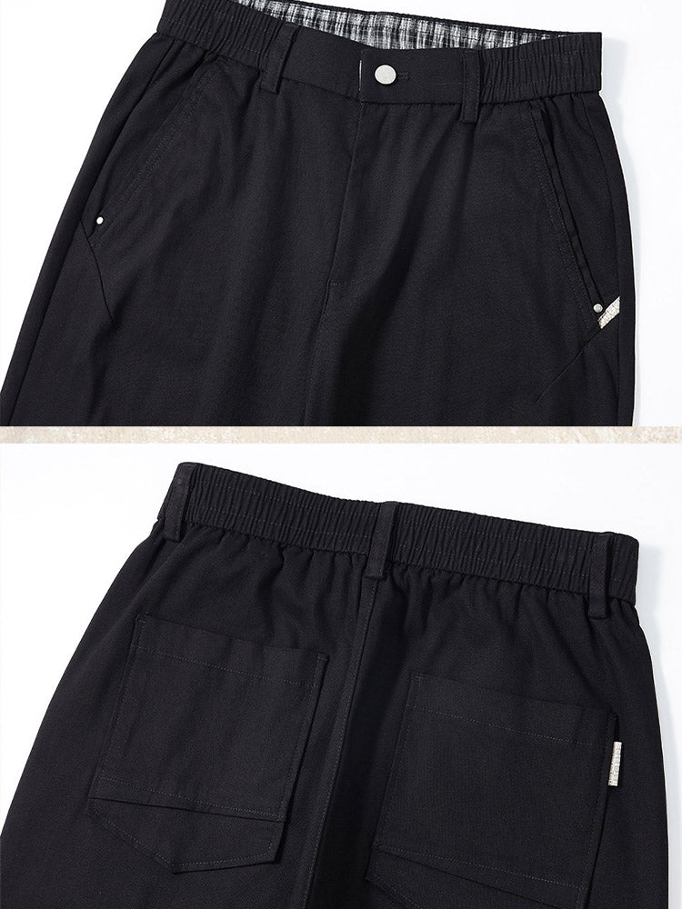 Pantaloni chino da uomo in stile workwear rétro, in cotone con vita elasticizzata