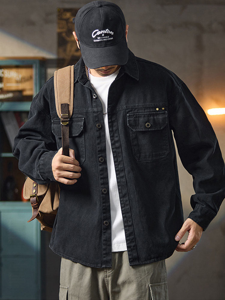 Herren Freizeit‑Hemdjacke im Retro‑Stil