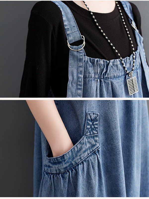 Vestido peto vaquero holgado para mujer