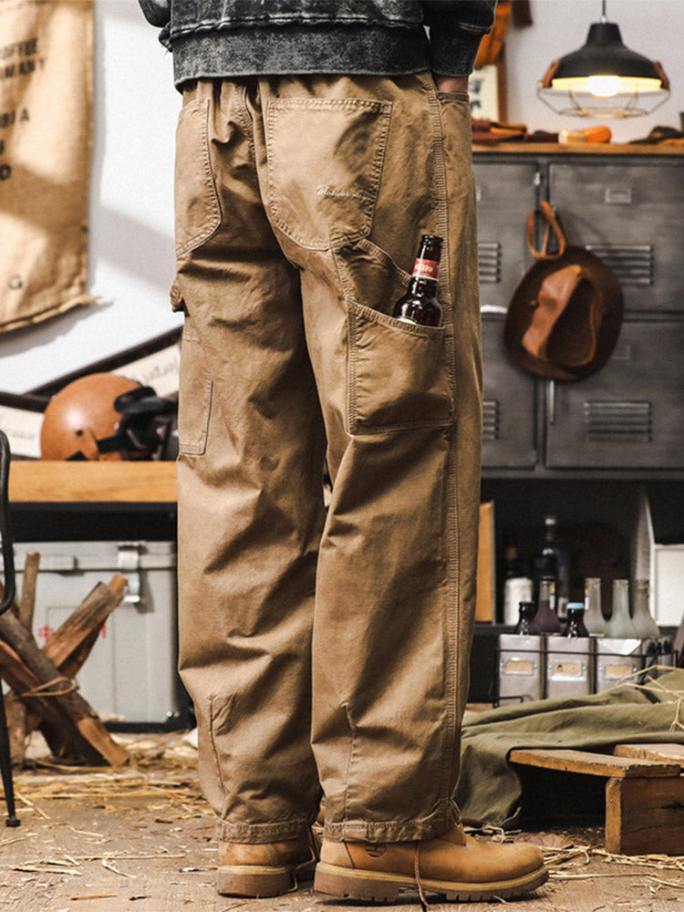 Men’s Wide-Leg Trousers in 100% Cotton – Retro Cargo Style